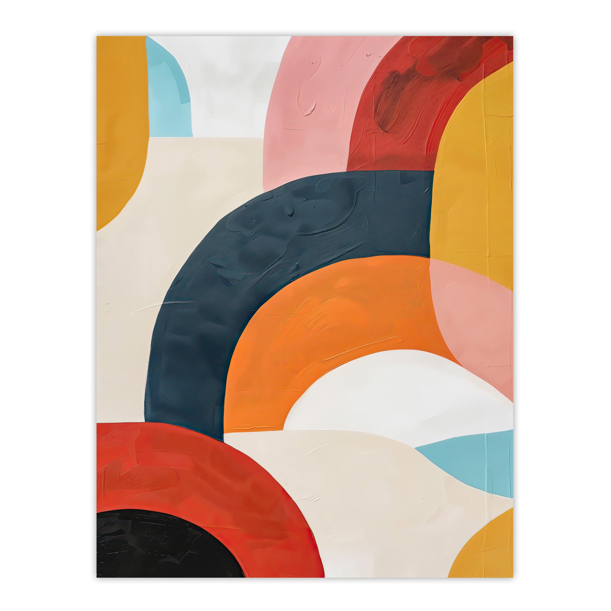 Artery8 Mid Century Modern Retro Rainbow Oil Painting Living Room Large Wall Art Poster Print Thick Paper 18X24 Inch
