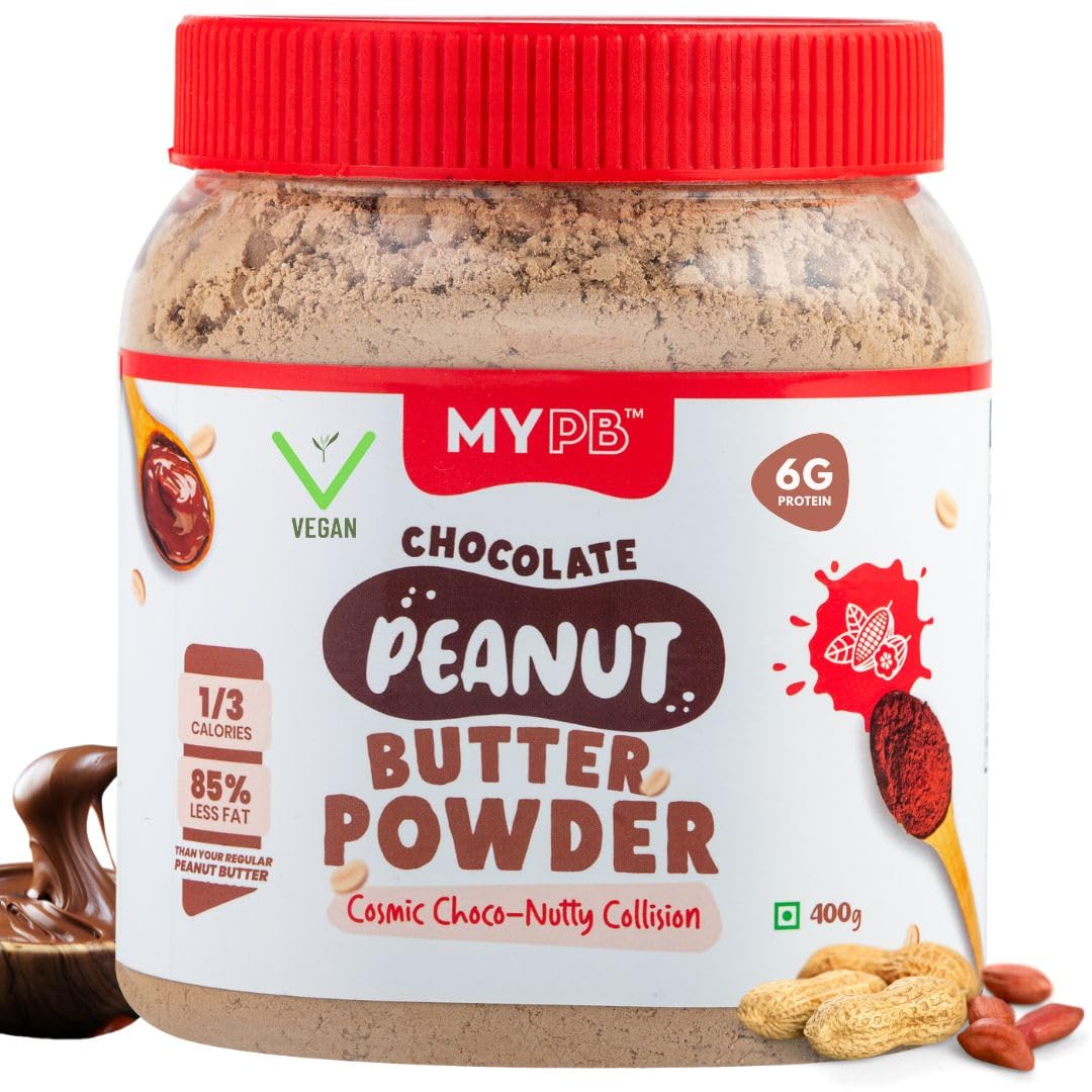 MYPB - Chocolate Peanut Butter Powder | 36g Protein | Natural | 400g - makes 2X With Water | No Artificial Flavour | Gluten Free Chocolate Spread