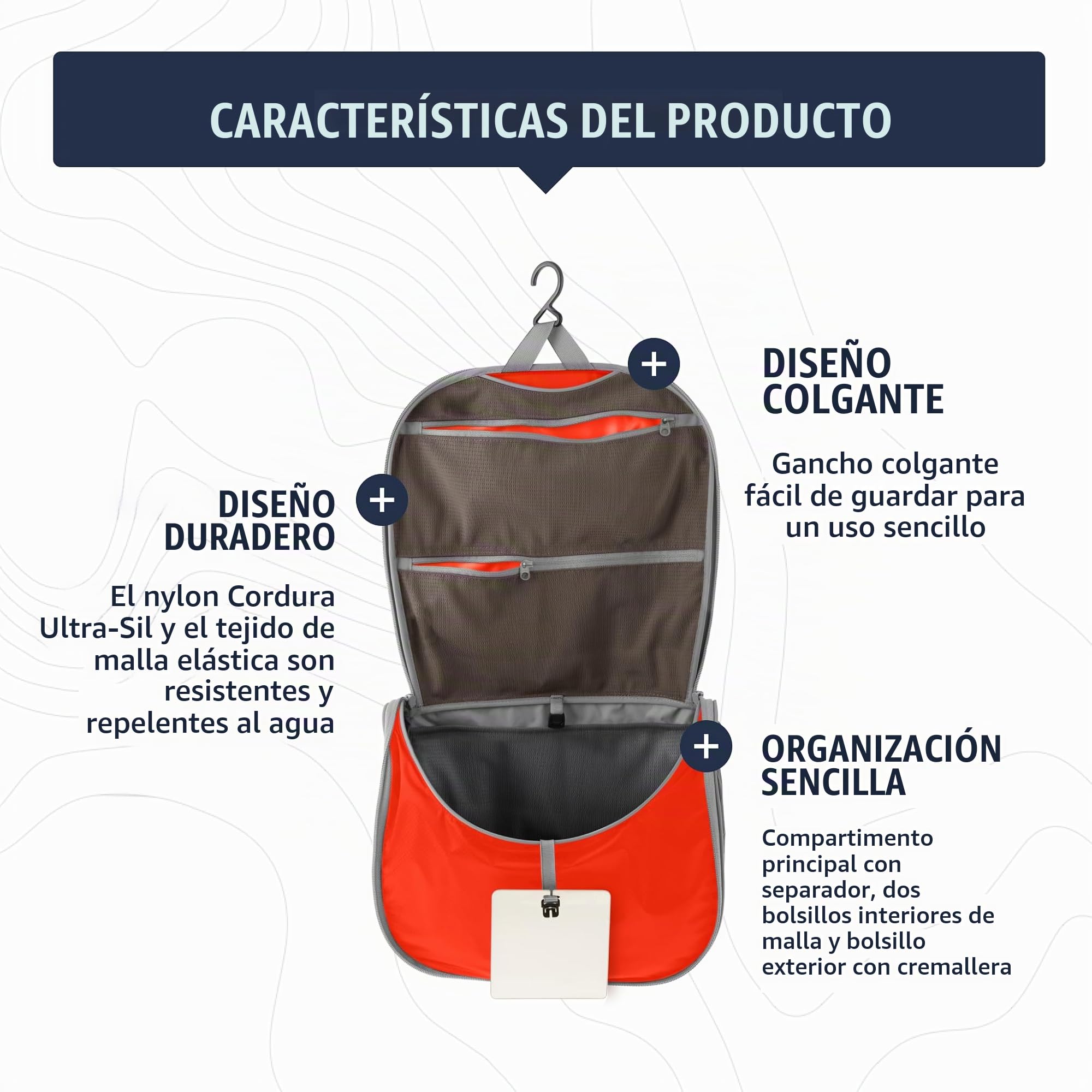 Sea to Summit TravellingLight Hanging Toiletry Bag, Travel Organizer for Men and Women, Small, Spicy Orange