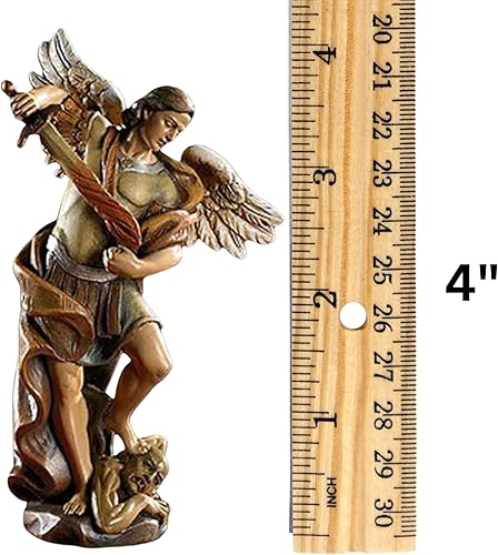 Miniatura 3 de Needzo Estatua de Arcángel de San Miguel, decoraciones católicas para el hogar, regalos religiosos coleccionables, 4 pulgadas