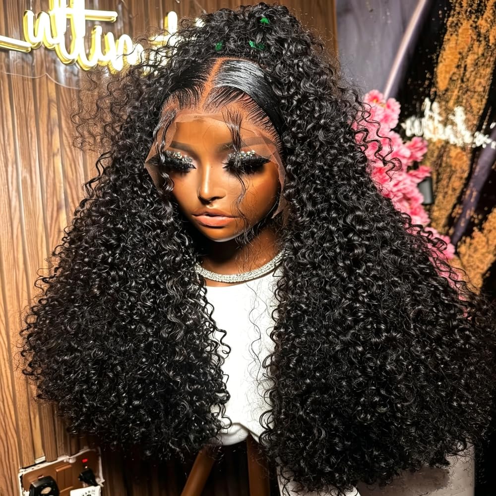 Haarpflege Schwarze Farbe 13X4x1 HD Lace Frontal Perücke Deep Wave Preplucked Cosplay Daily Prepluck