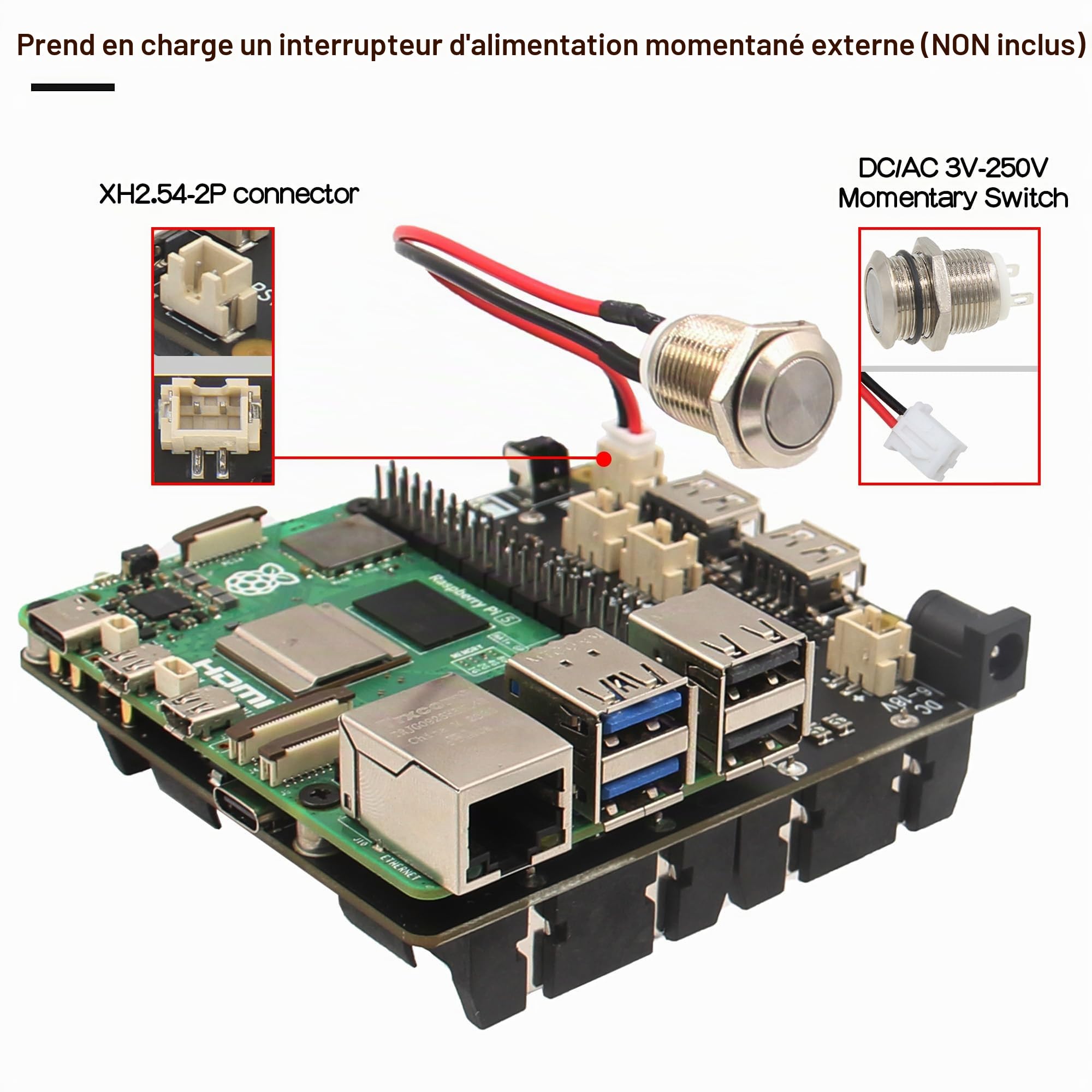 Geekworm Raspberry Pi 5 UPS (X1202), 4-Cell 18650 UPS (Max 5.1V 5A Output) with Wide 6-18V Input | Auto Power on | Safe Shutdown | Power Loss Detection