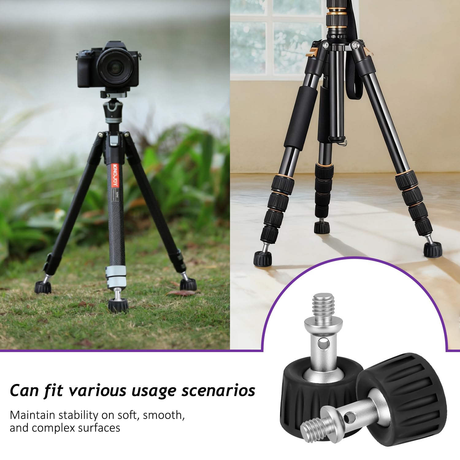 3 Stück Drehbare Stativgummifüße mit 3/8" Gewinde, 3/8 Zoll Gewinde Stativ Ersatzteile rutschfeste Ersatzfüße 37 mm Breite für Fotostative