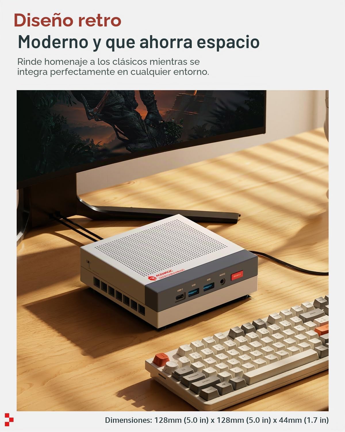 ACEMAGIC X3 Gaming Mini PC, AMD Ryzen 7 H 255 (4,9 GHz, 8C/16T), 1TB SSD | 16GB LPDDR5 Radeon 780M, Triple Pantalla 4K, USB4, LAN 2.5G, WiFi 6E, BT 5.2, Retro Mini Ordenador para Gaming y Diseño 3D