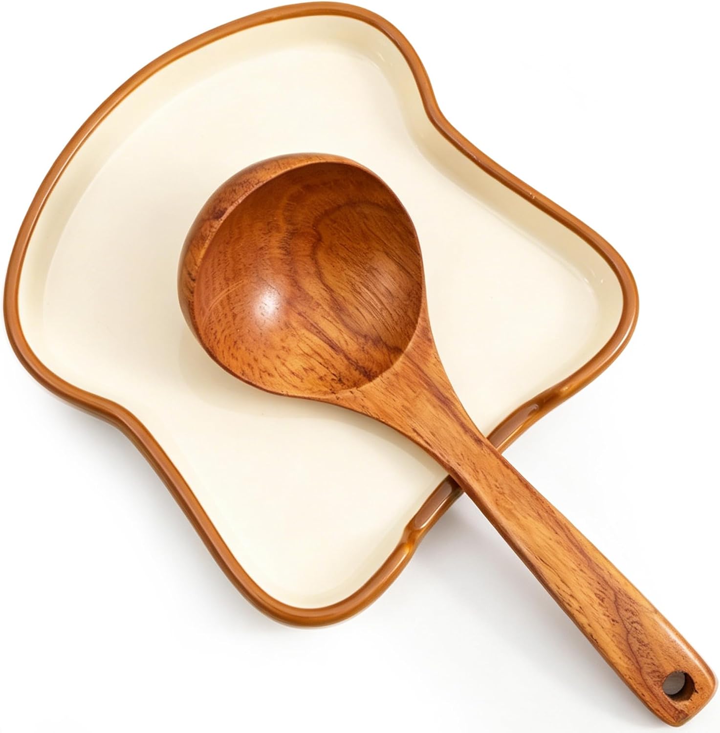 Cute Ceramic Toast Spoon Rest, Brown, 1PC