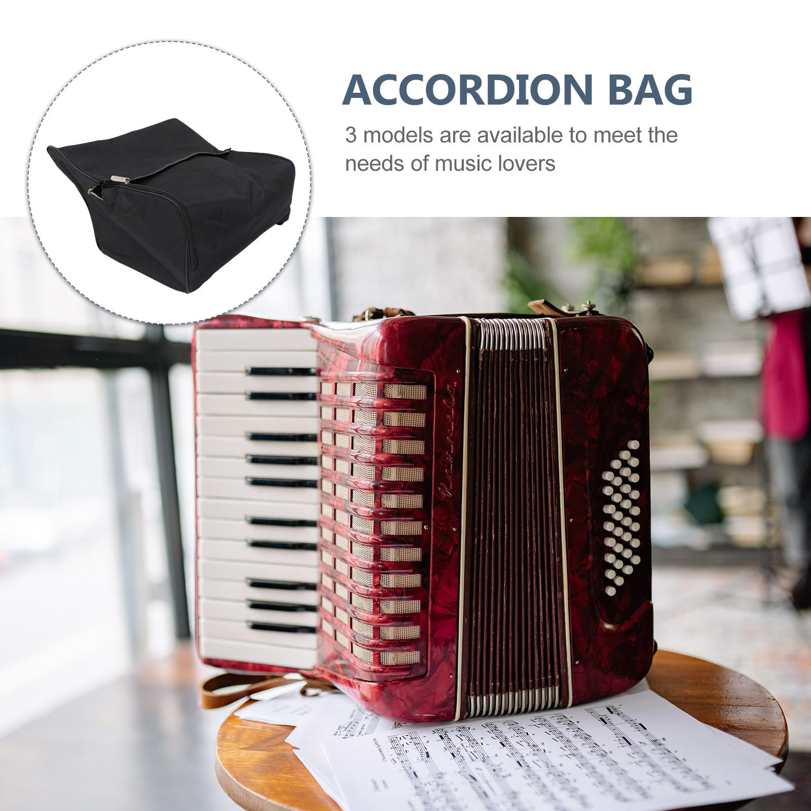 Estuche de Acordeón Portátil y Ajustable, Oxford Negro
