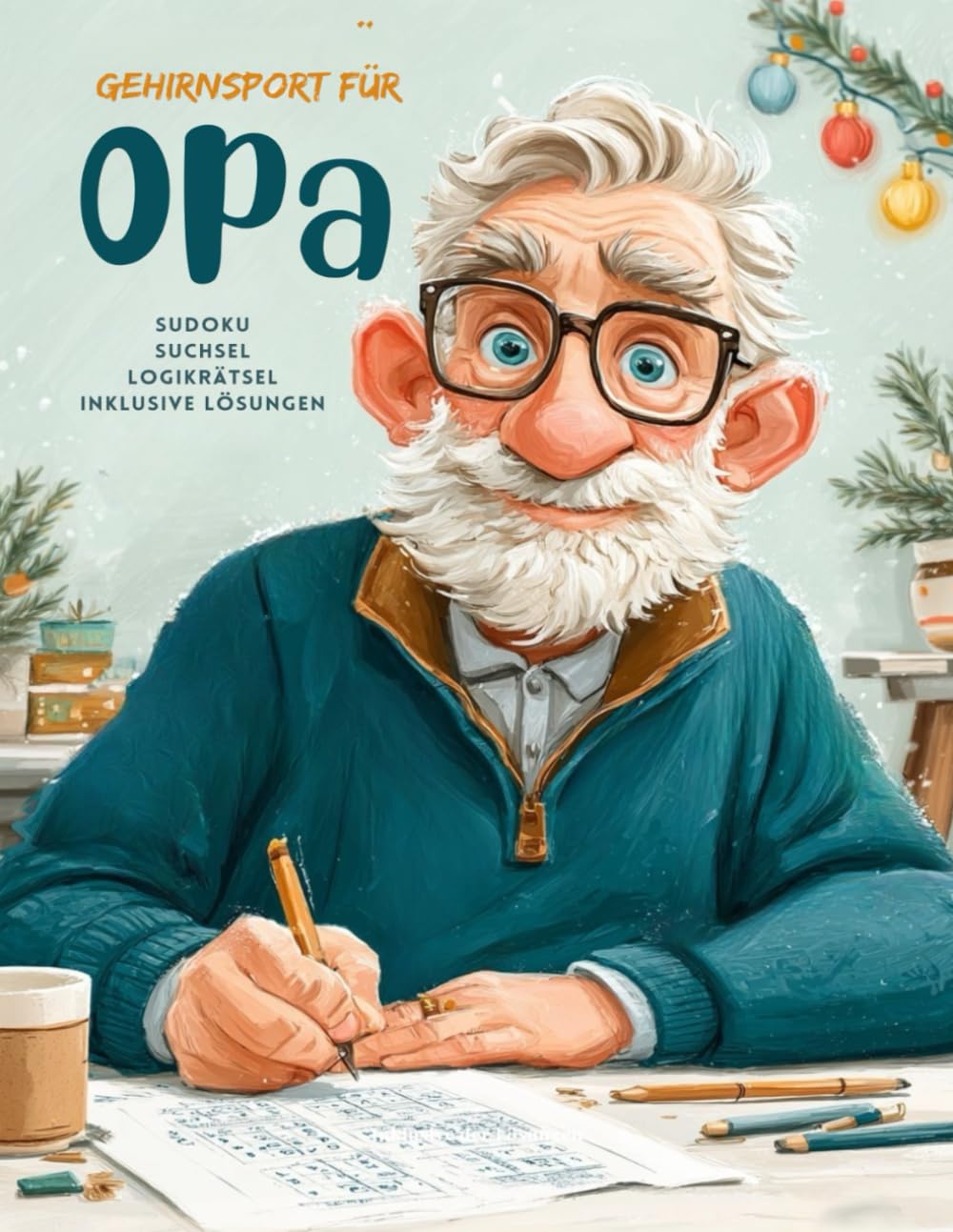 Gehirnsport für Opa - Sudoku, Suchsel u. Logikrätsel. Denksport für die Weihnachtszeit. 180 Rätsel inkl. Lösungen. 3 Schwierigkeitsstufen: Ein tolles Geschenk für die besten Opas der Welt.