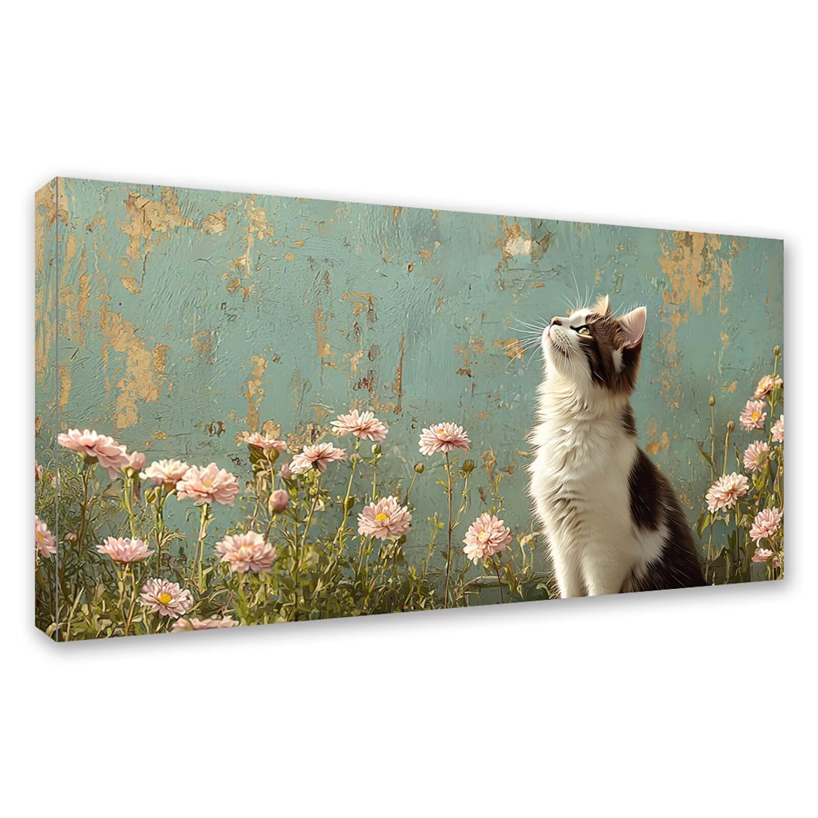 Diamond Painting Adultos Gato Pintura Diamante, Flor Diamond Painting 5D Completo, DIY Cuadrado Cristal Bordado Punto de Cruz Cuadros de Diamantes para Decoracion Hogar, Regalo Mujer 180x90cm 0J-266