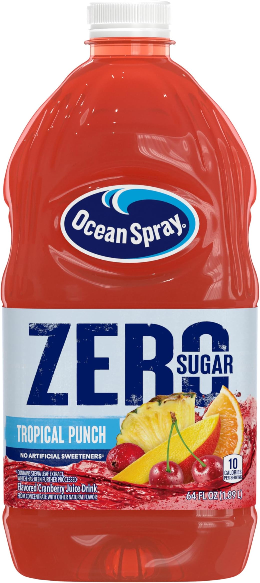 Ocean Spray® ZERO Sugar Tropical Punch Juice Drink, Tropical Punch Juice Drink Sweetened with Stevia, 64 Fl Oz Bottle (Pack of 1)