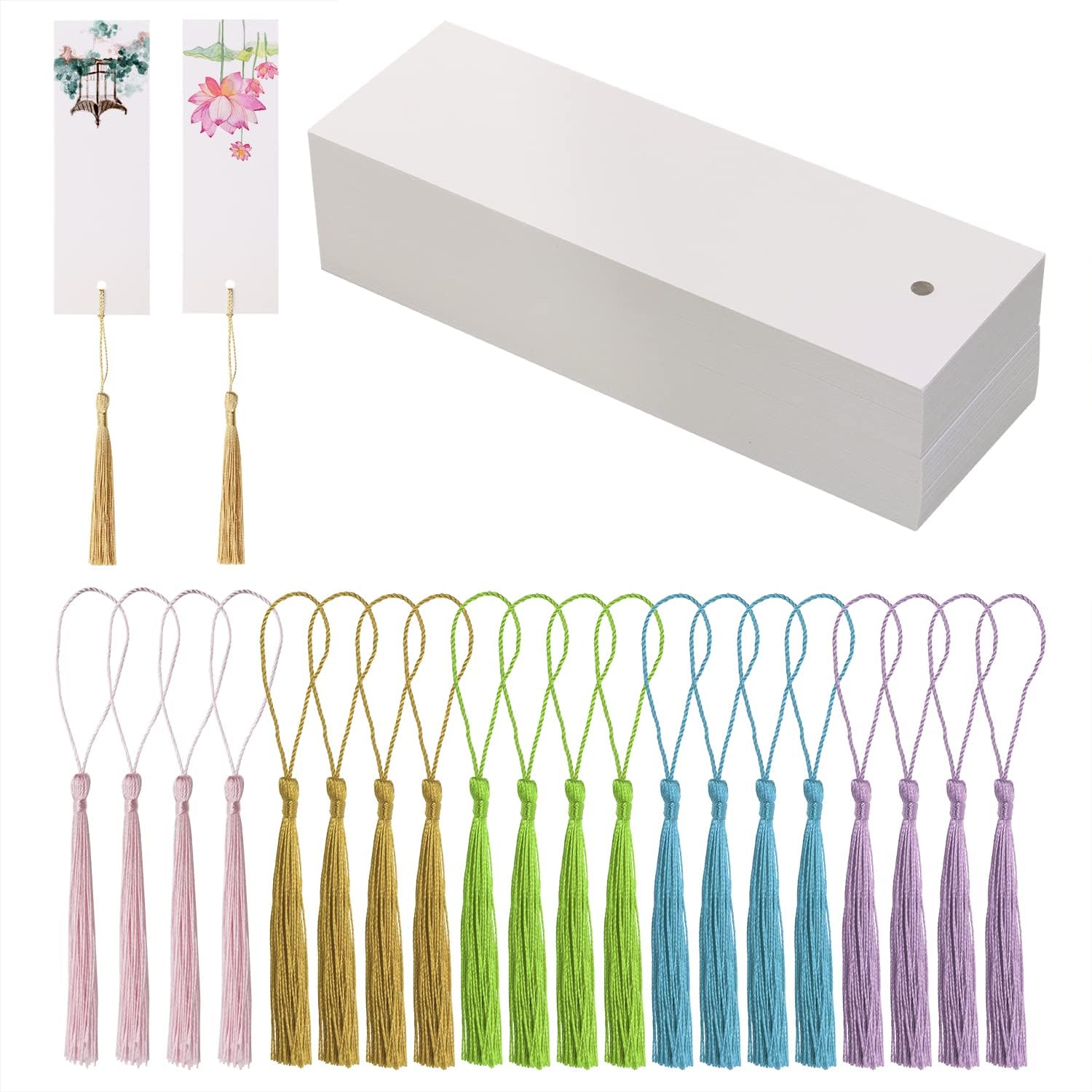 Penta Angel Bookmark with Tassel 100pcs Blank Kraft Paper Cardstock