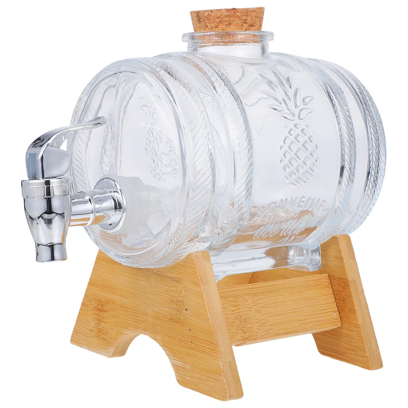 Vintage Weinfass Getränkespender 1 Satz 1kg Glas Bambus Edelstahl