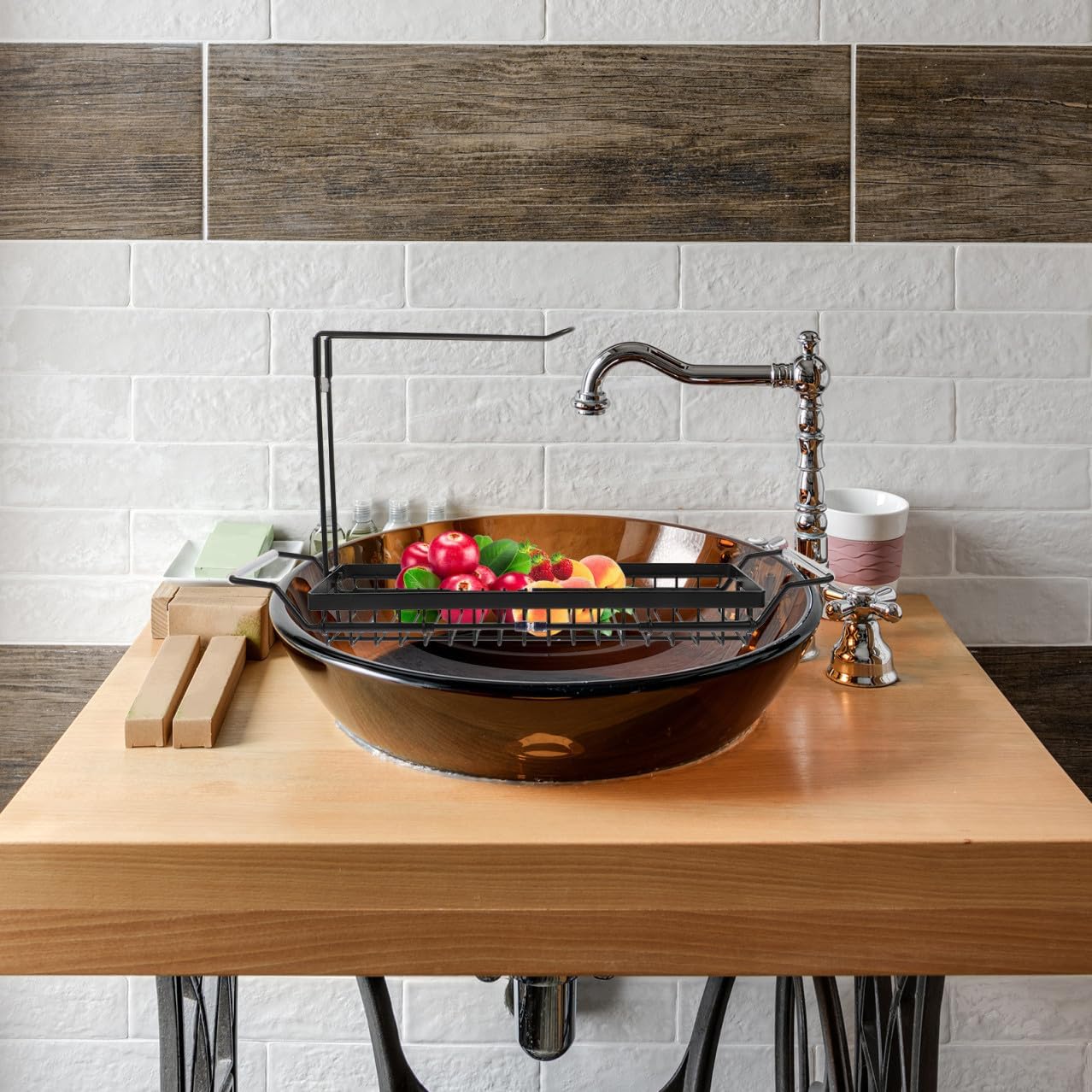 Cabilock Kitchen Sink Shelf Sink Drain Rack Telescopic Drain Storage Holder Drying Rack Dishes Fruit Vegetable Washer