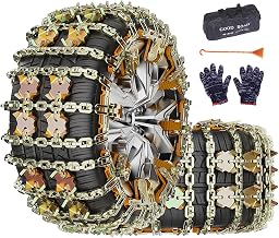 Tire Chains for Car/SUV/Pickup Trucks, Adjustable Universal Emergency Thickening Chains, Snow Chains for Tire Width(175-265mm), 8Pcs