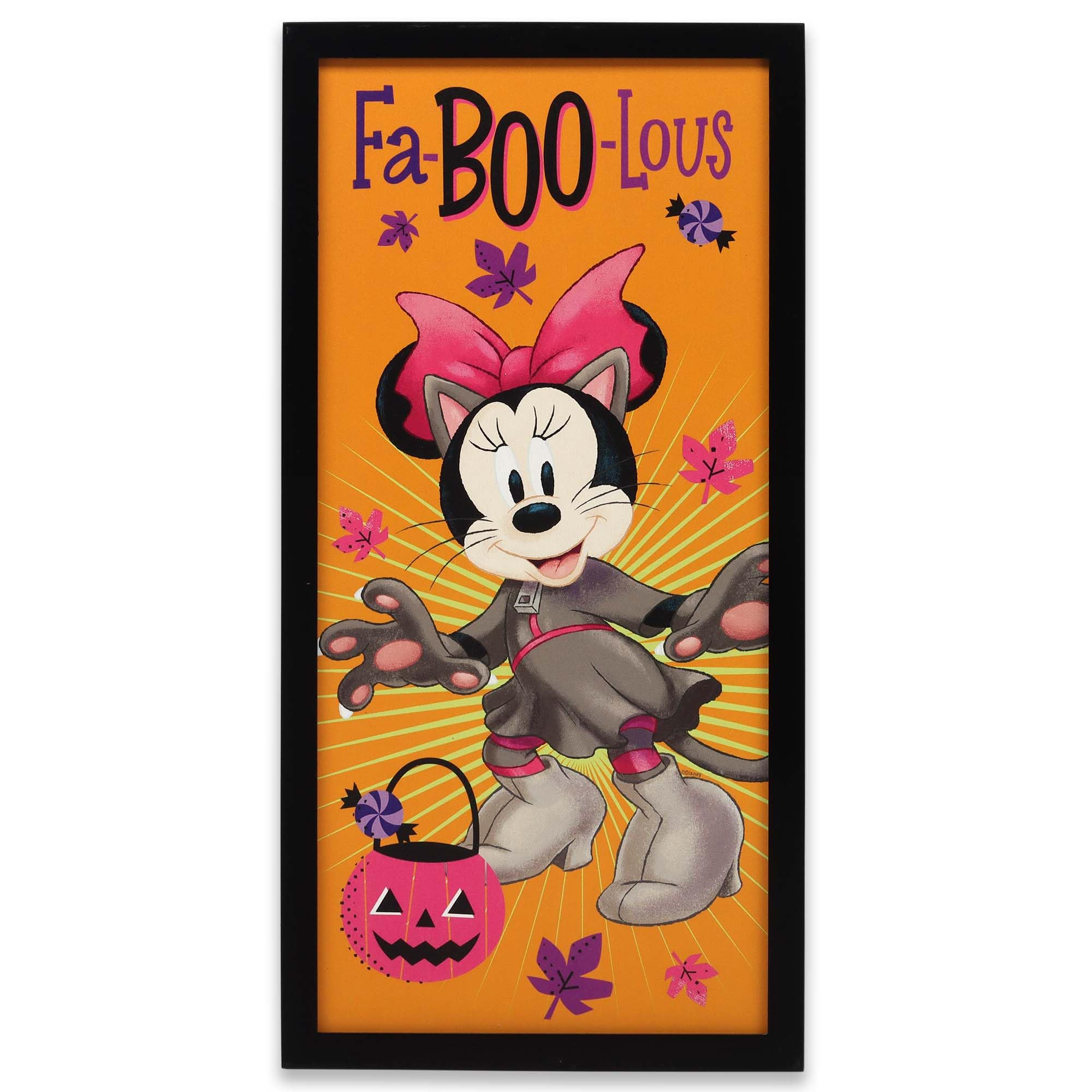 Disney Minnie Mouse Fa-Boo-Lous Framed Wood Wall Decor - Large Minnie Mouse Halloween Decoration for Home