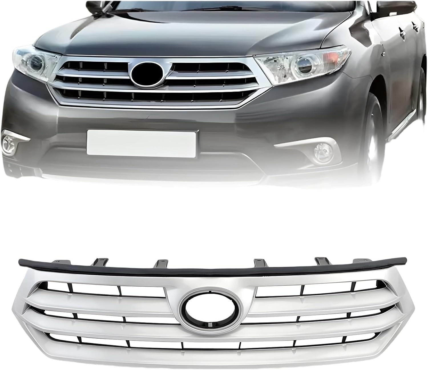 ABS Car Grille Mesh Grille Front Bumper Grills,Easy Installation And Durable,Compatible With Toyota Highlander 2011 2012 2013