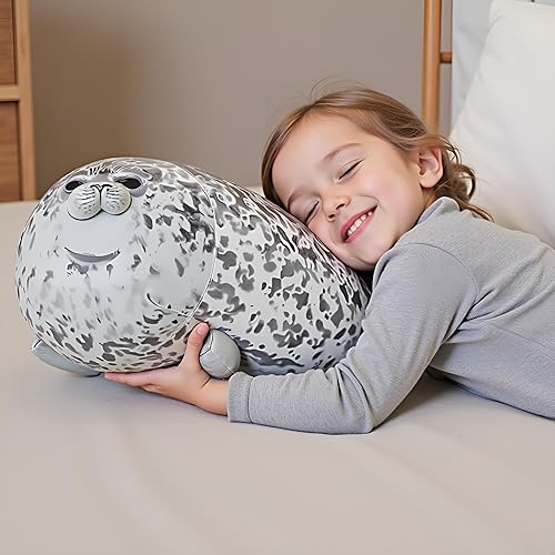 Miniatura 3 de Animal de peluche de sello grande gris XXL de 23.6 pulgadas, juguete de almohada de sello de aventura, decoración de felpa con sellos de habitación