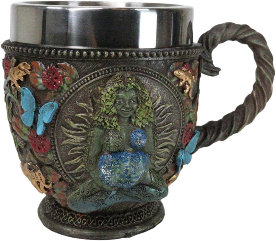 Ebros Gift Wicca Green Mother Earth Goddess Millennial Gaia With Flora And Fauna Teacup Mug 10oz Wicca Occult Tea Cups Decor Home Kitchen And Dining Accessory