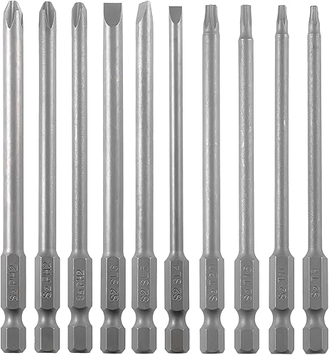 Miniatura 1 de VESTTIO Juego de puntas de destornillador largo 3 en 1, hexagonalranuradoPhillips, 10 unidades, vástago hexagonal de 14 de pulgada de 4