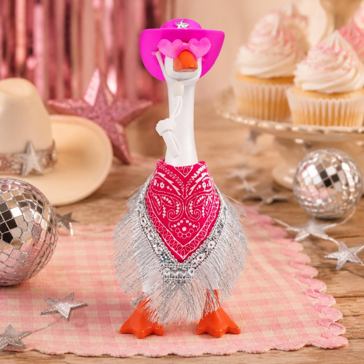 Pink Disco Cowgirl Desk Goose Outfits for 7 inches Desktop Goose Statue image 4