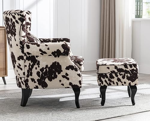 Miniatura 98 de Kmax Silla de club de terciopelo con diseño de trono copetudo de mediados de siglo, asiento acolchado, patas de madera, para el hogar, club, Tela