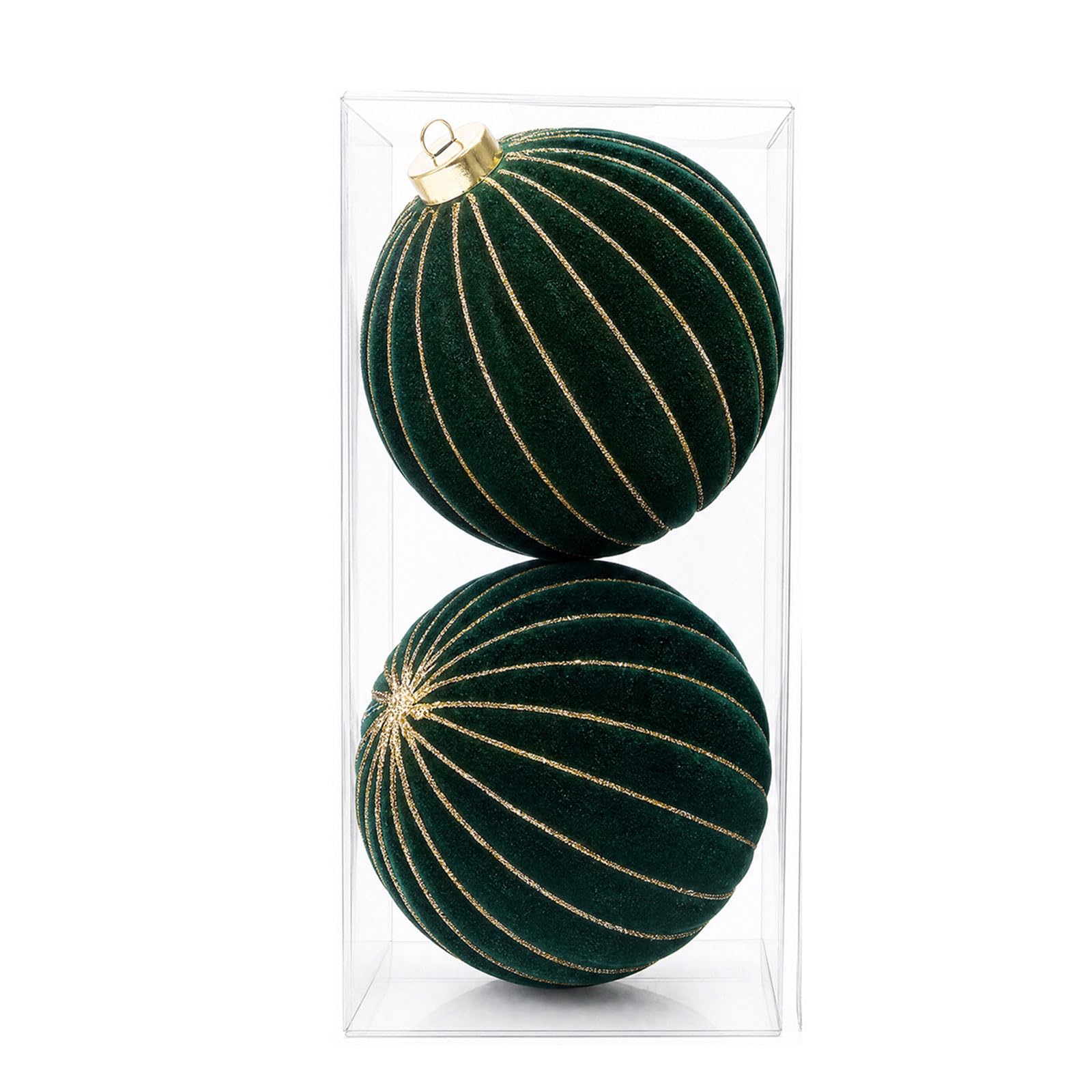 Whoasyst 2Pcs Glittering Velvety Christmas Ball Ornament Shatterproof Christmas Baubles for Tree Mantels Door Decoration Ball Decorations