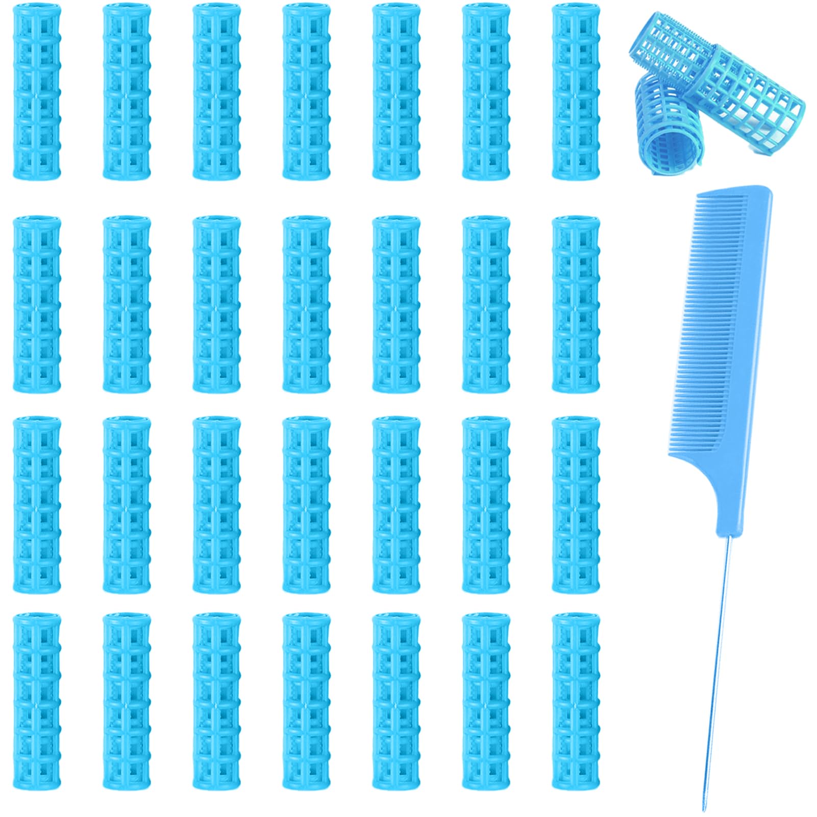 28Pcs Self Grip Hair Curlers Rollers, 0.6In Small Hair Rollers(blue)