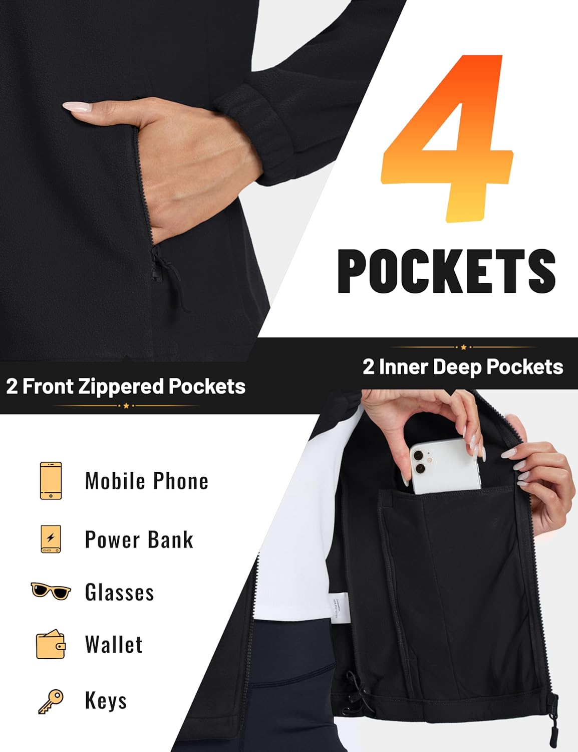 TACVASEN Women's Soft Fleece Jacket Lightweight Full Zip Sweatshirts Coat Casual Winter Warm Sweaters with Pockets - Image 4