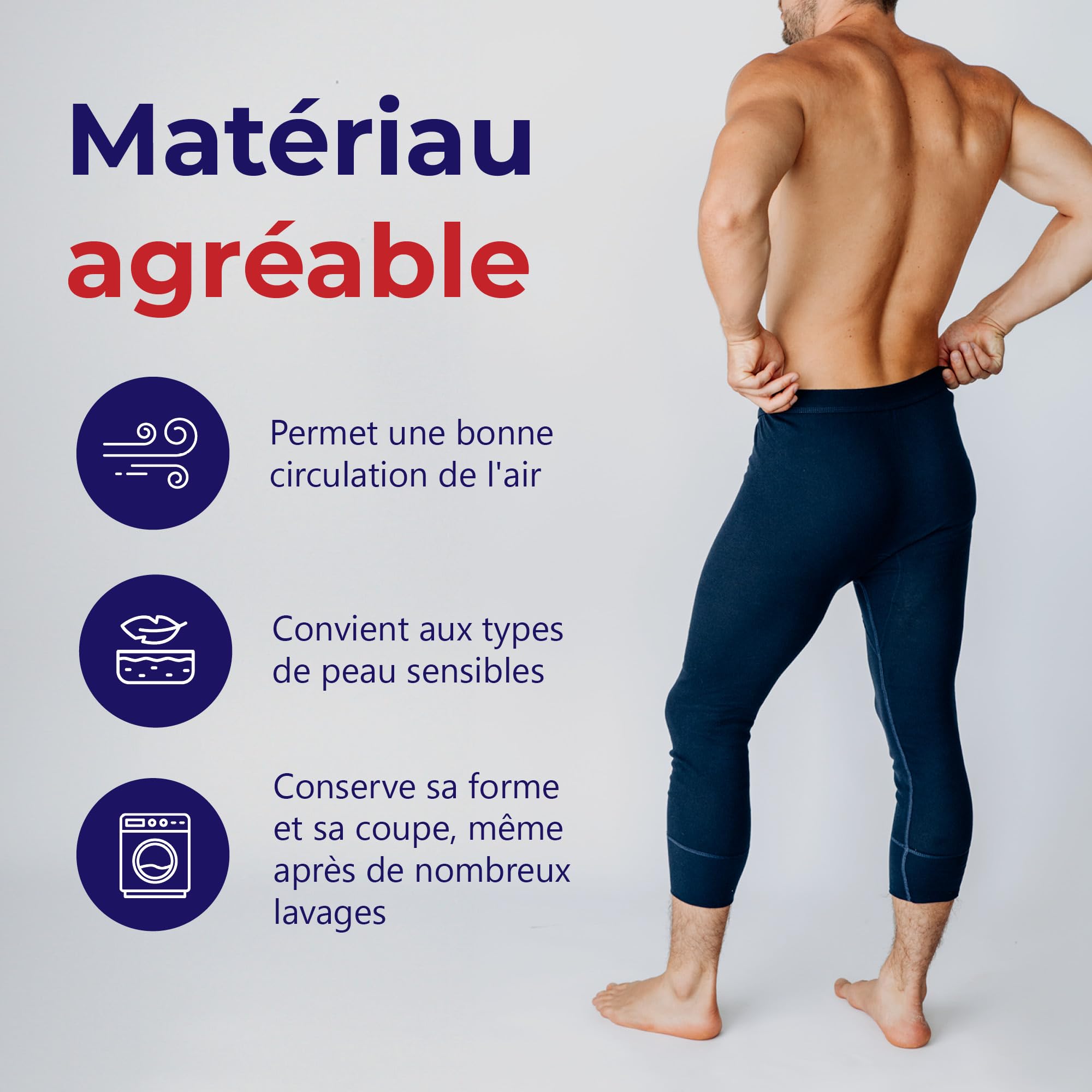 SES caleçon Long Coton, Pack de 2 caleçons 3/4 Longs Hommes en côtes Fines, Taille S - 4XL, avec Braguette et Ceinture Douce, en Coton/calson Long pour Homme Jambes 3/4 Longues