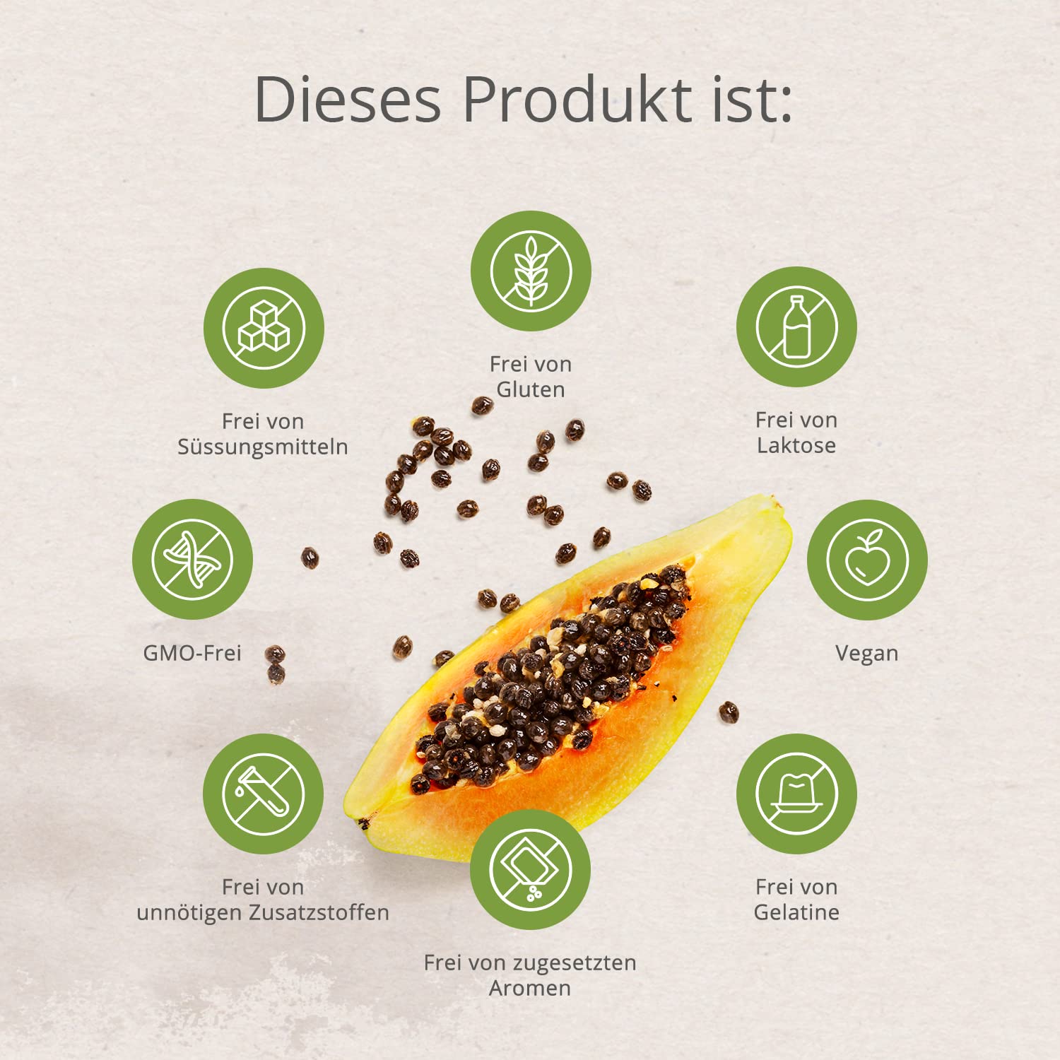 Papaya Kerne getrocknet - 50 g - Enthält das Enzym Papain - Getrocknete Papaya Samen in Rohkostqualität - Papaya-Pfeffer ohne Zusatzstoffe - Würziges Topping