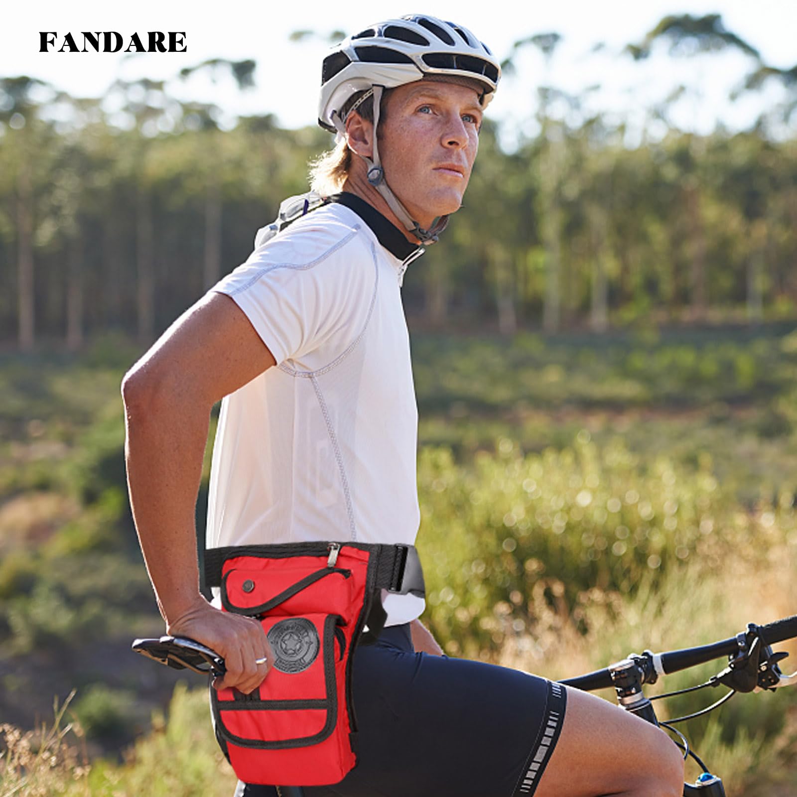 FANDARE Military Tactical Thigh Drop Leg Pouch Waist Pack Bumbag Sling Motorcycle Chest Shoulder Crossbody Bag for Hiking Cycling Travel Outdoor College Cover Pack Red - Image 2
