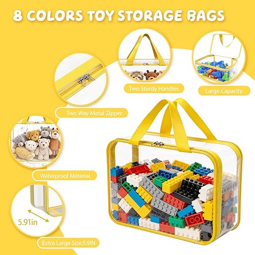 Miniatura 3 de 8pcs NEW Extra large color Toy Storage Bags with Zipper and Labels, Clear PVC Waterproof Toy Organizers Bags for Board Games, Puzzles Pieces,