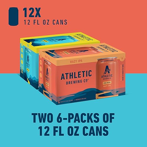 Miniatura 15 de Athletic Brewing Company Craft - Cerveza sin alcohol, paquete de 6 unidades de All Out, Upside Dawn, Run Wild IPA y Cerveza Atletica, baja