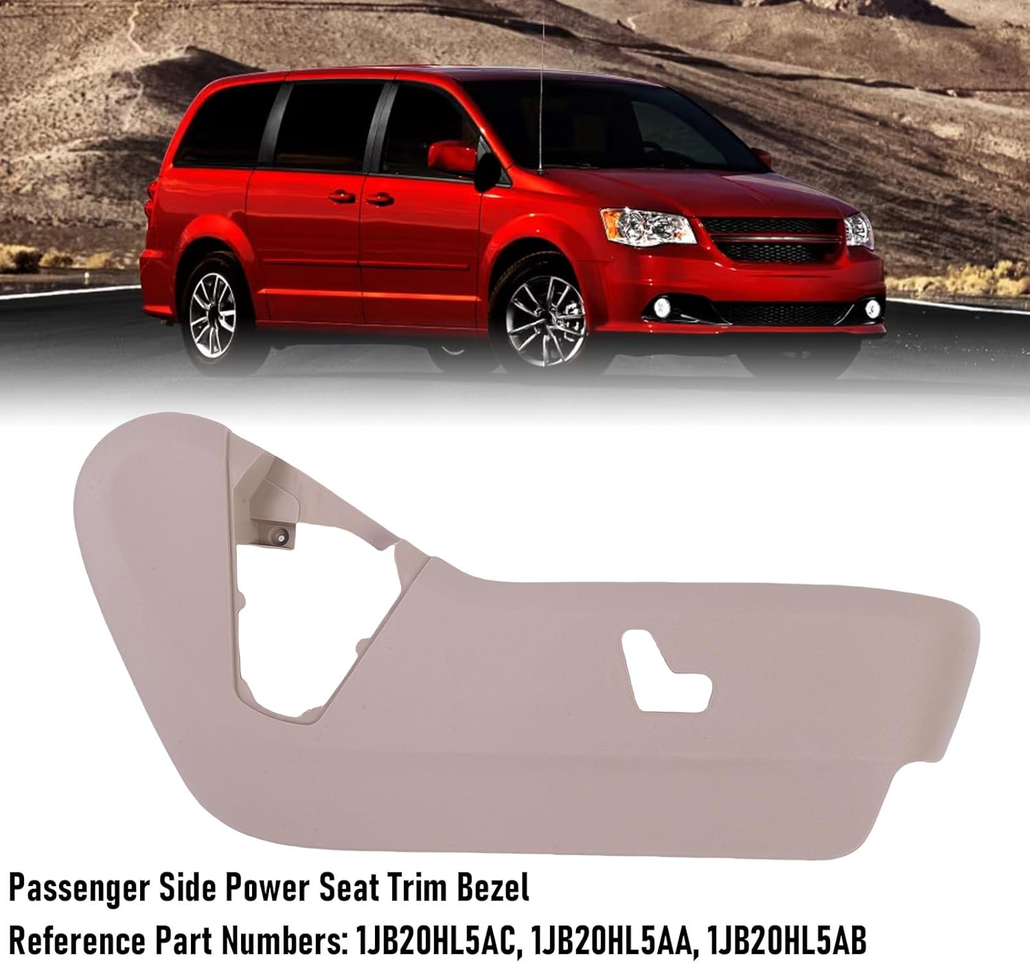 Passenger Side Power Seat Trim Bezel, 1JB20HL5AC, Side Power Seat Switch Control Bezel Cover, Replacement Part for Grand Caravan 2011-2016 (Beige)