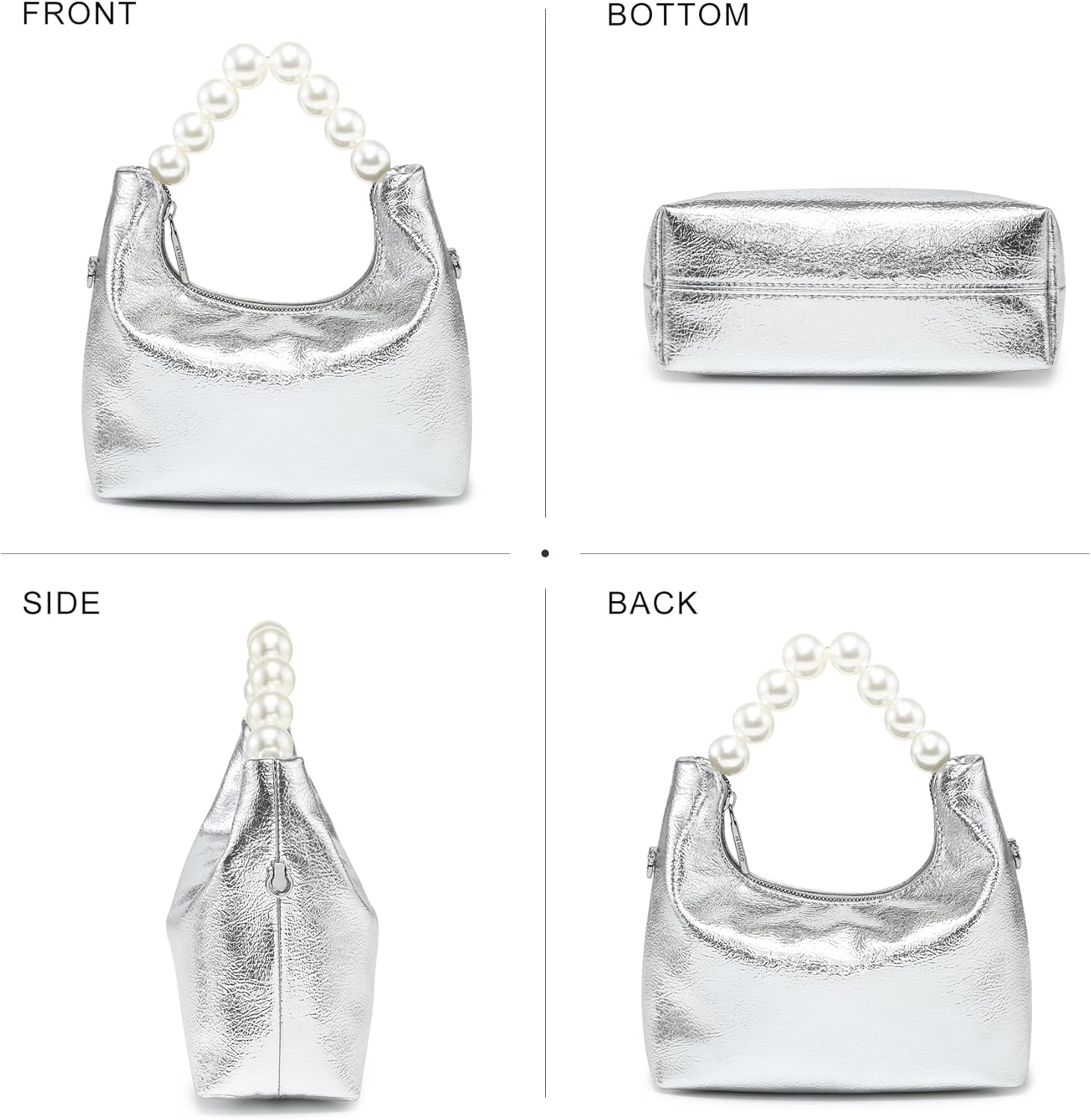 Pearl Handle Evening Clutch Purse for Women - Stylish Small Top Handle Handbags for Wedding Party | Elegant Pearl Handle, Shiny Patent Leather, Fits Phone Lipstick, Chain Strap, Perfect Gift