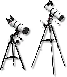 Telescópio Refletor Newtoniano 130mm Uranum EQ3 Astronômico Luneta Para ver Nebulosas Planetas Galáxias Estrelas (Preto-branco)