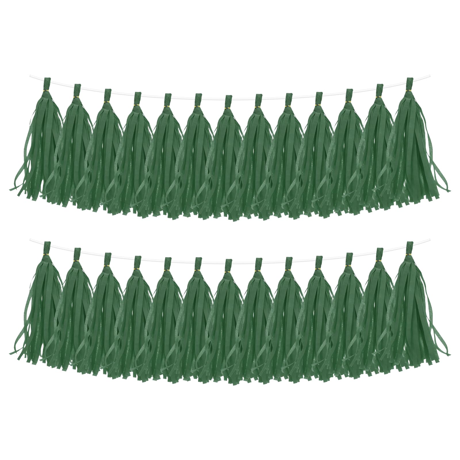 sourcing map 30Pcs Paper Tassels Garland, Tassel Garland Banner with Rope and Tie Wire for Party Decorations Wedding Decorations Football Party Engagement Decor DIY, Dark Green