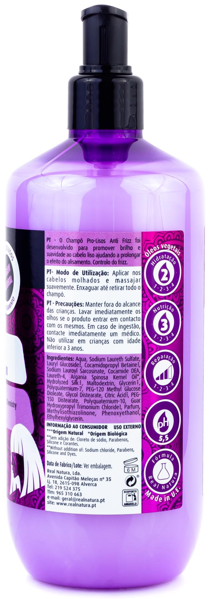 Real Natura Szampon arganowy przeciw puszeniu się pro-soli, 500 ml - Miękkie włosy i kontrola puszenia się