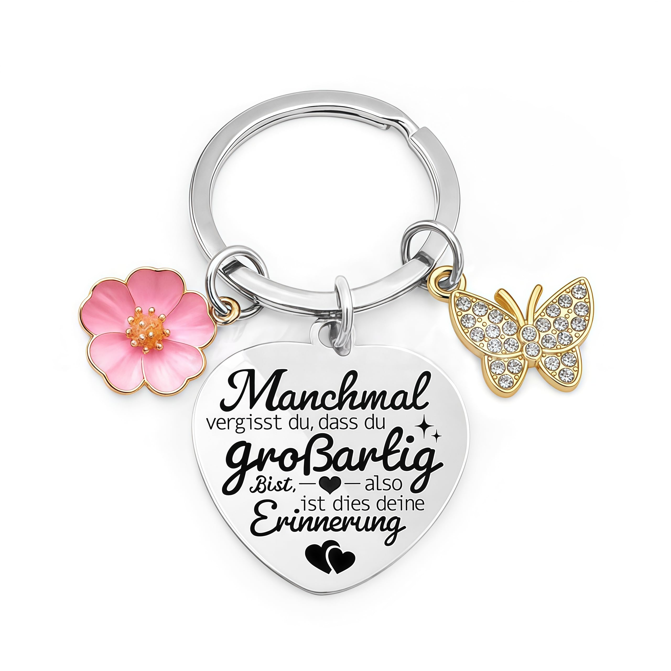 AYEUPZ Schlüsselanhänger Glücksbringer Damen,Geschenke für frauen Schlüsselanhänger Edelstahl Gravur Glücksbringer Schlüsselanhänger Motivationsgeschenke Schlüsselanhänger Mutmacher