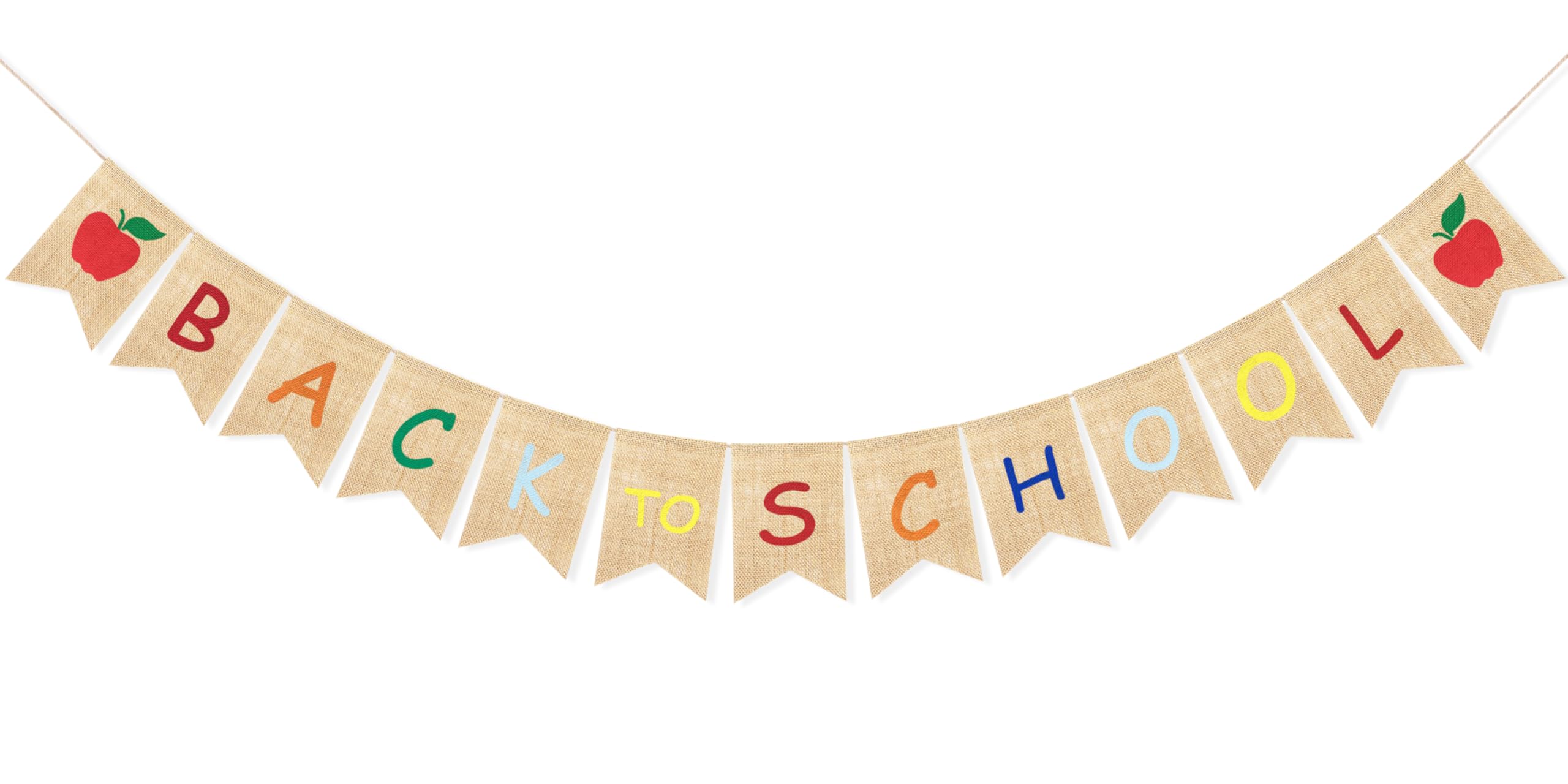 Bannière de rentrée scolaire en toile de jute Uniwish guirlande premier jour d'école