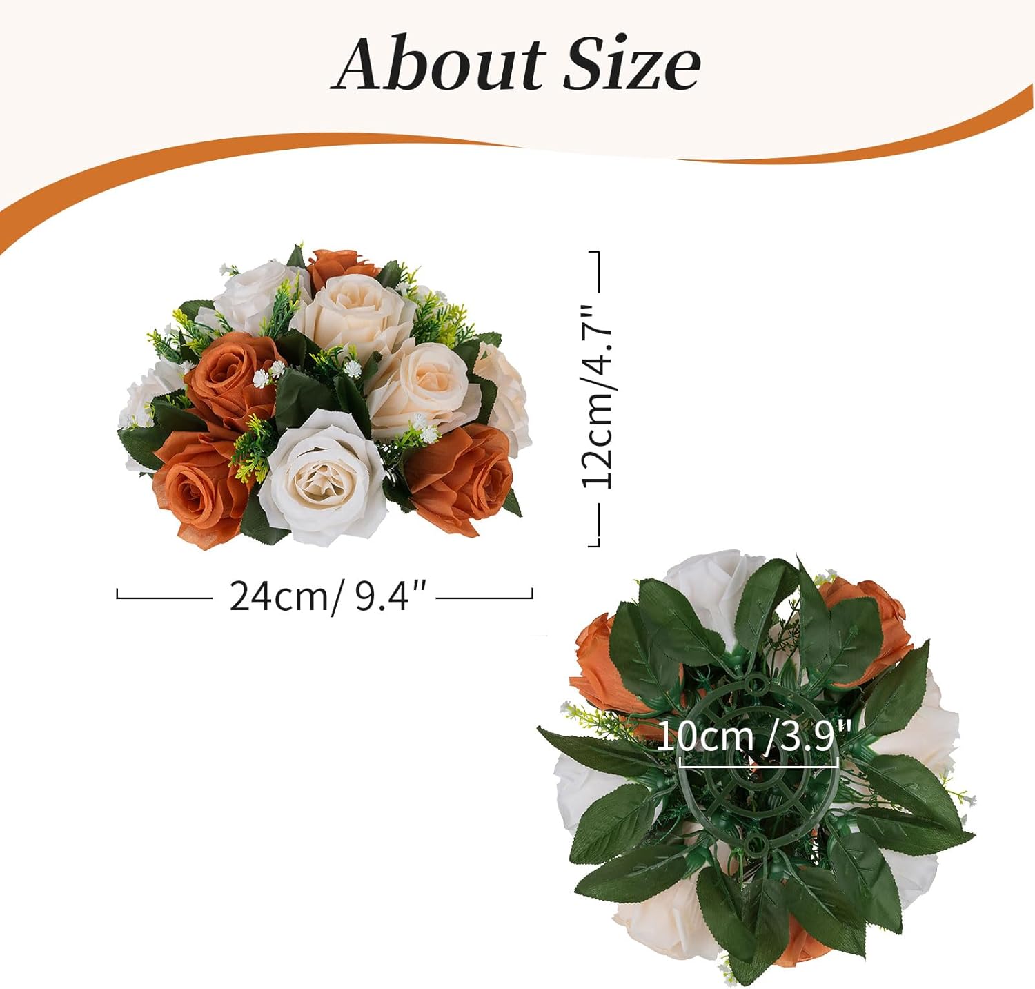 BLOSMON Flower Balls Wedding Centerpieces: 10 Pcs Terracotta Fake Rose Kissing Balls Table Decor - Fall Artificial Silk Bouquet with Base Floral Arrangements Home Party Room DIY Decorations - Image 5