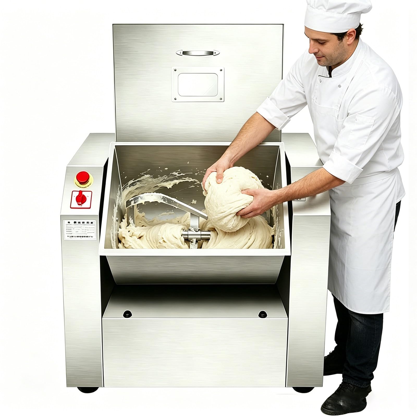 FRANREADER Commercial Dough Mixer Heavy Duty – 7.5/15/25kg Dry Flour (15-50lbs Dough) – Dragon Kneader, Bidirectional – Easy Clean, 90° Tilt – For Bakery & Pizza 7.5kg