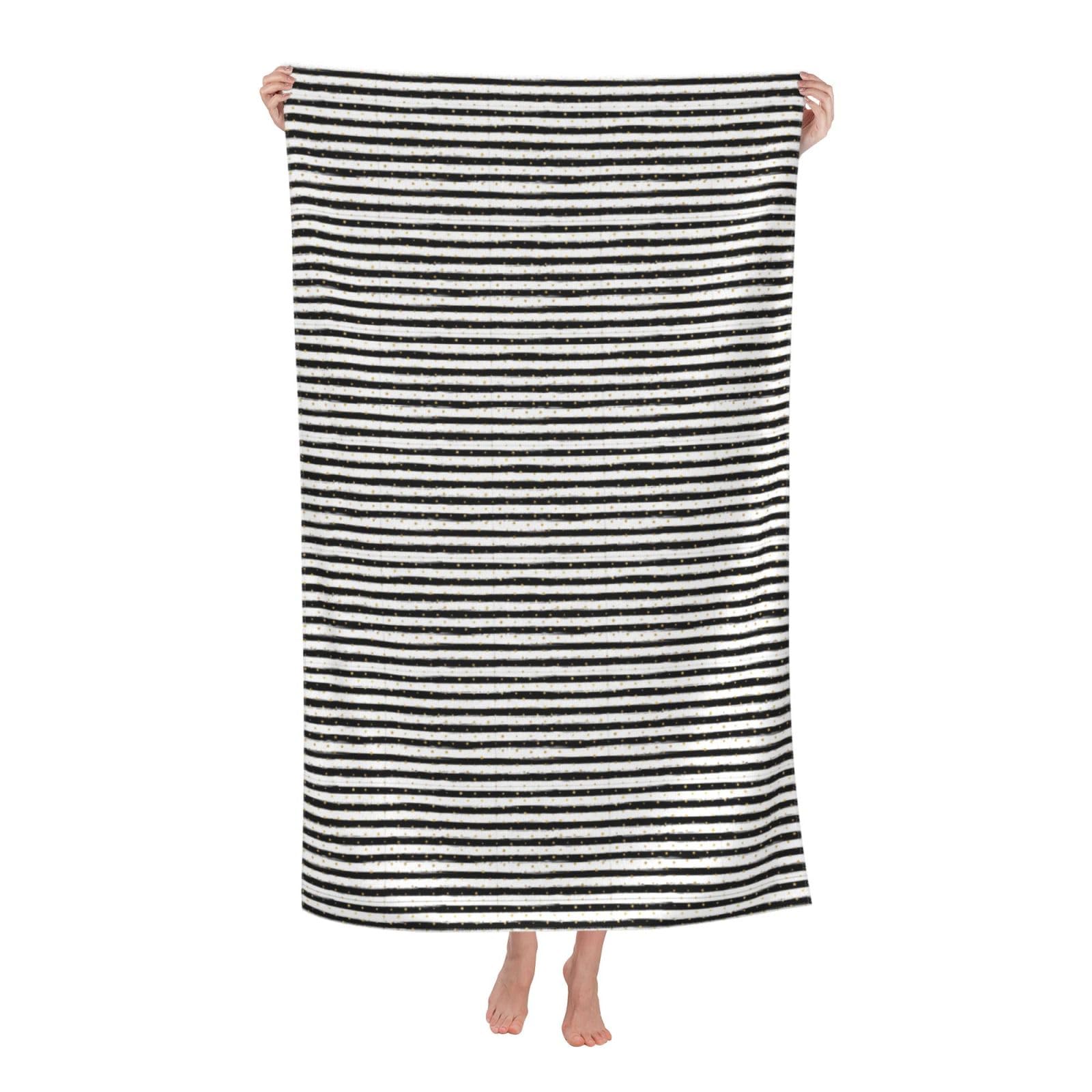 Cbaaghh Ink And Gold Dot Stripes Print Adult Beach Towels,Beach & Pool Towel,Beach Towels,Towels For Camping