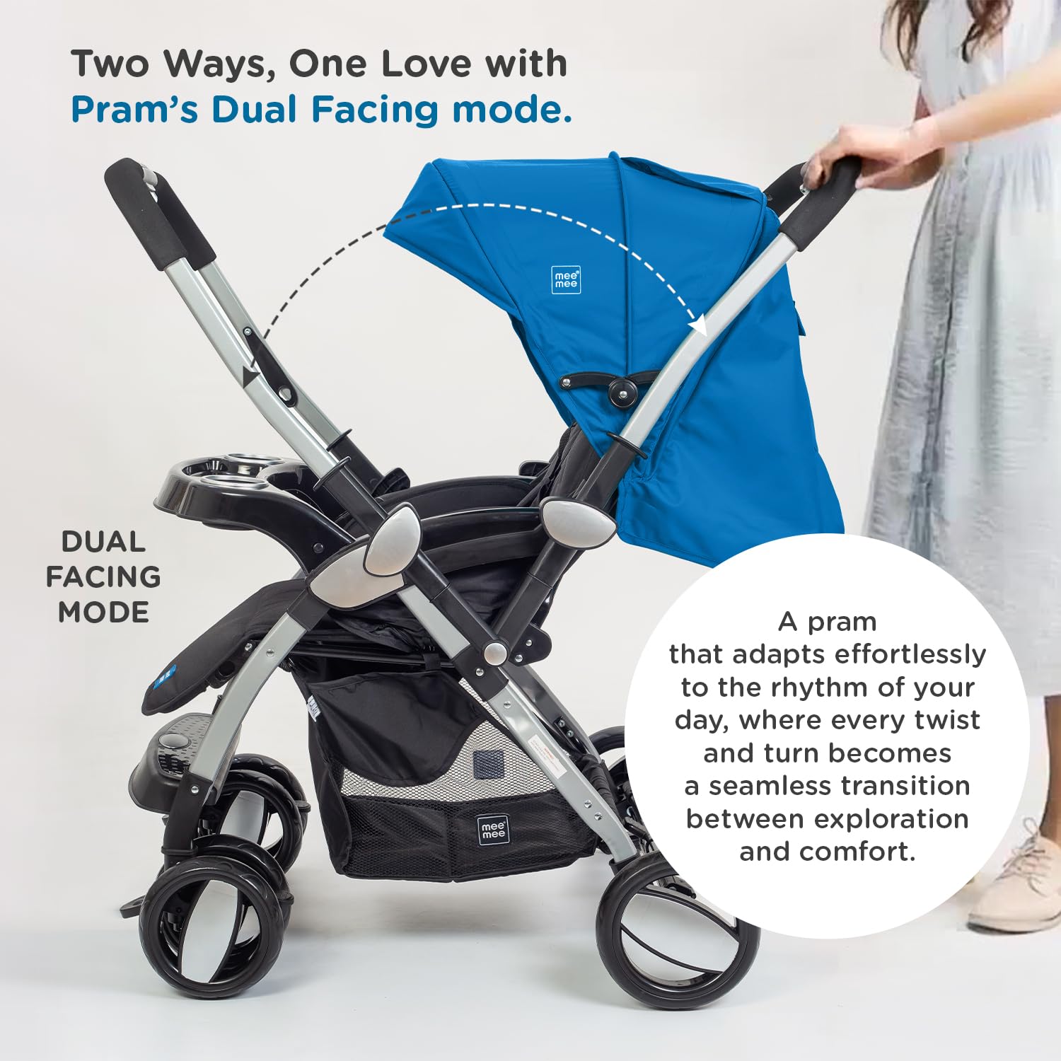 Mee Mee Dream Star Pram: Lightweight & Easy to Fold -6