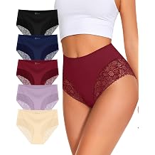 Womens Cotton Underwear Cheeky Bikini Lace Panties Mid Rise Briefs