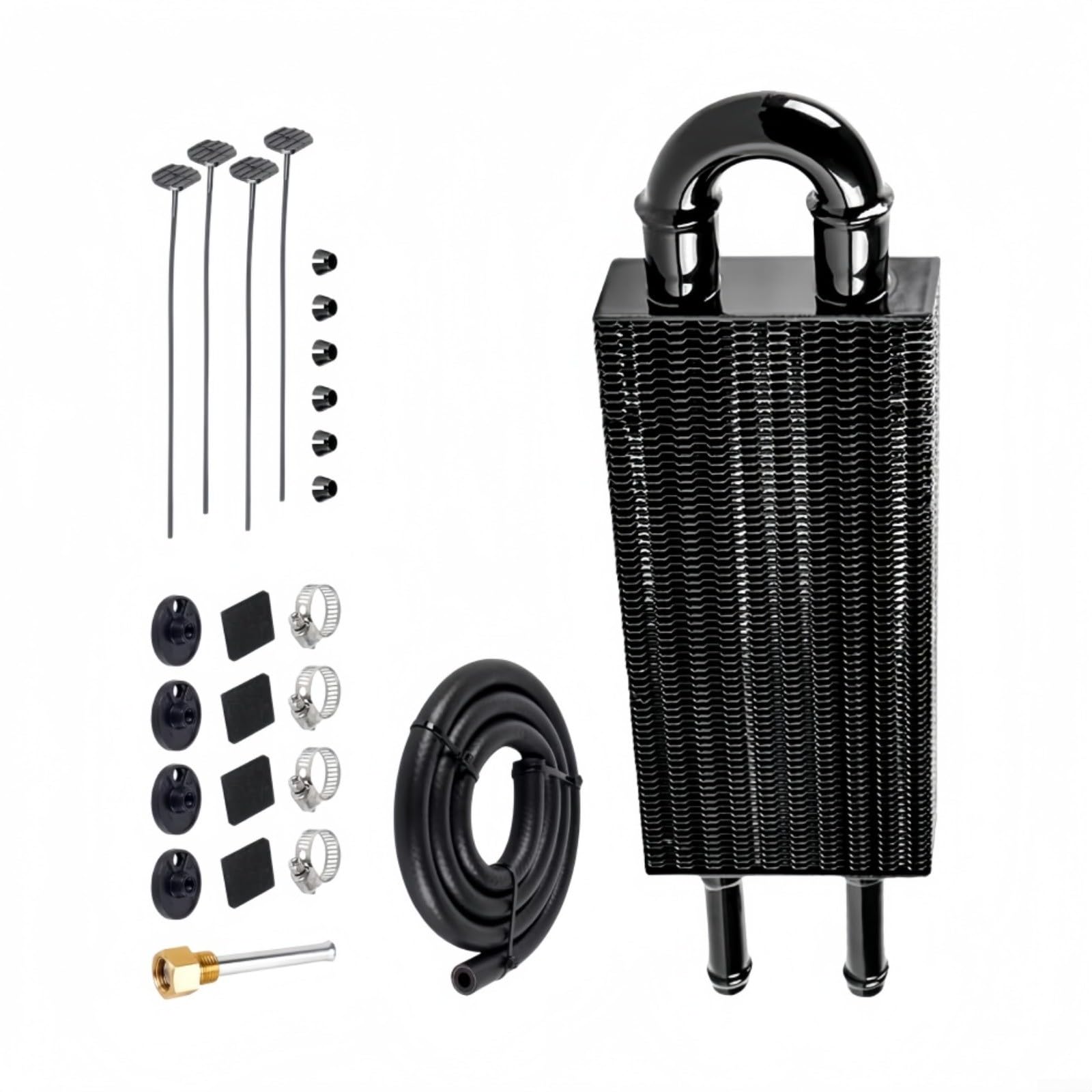 Kit de refroidisseur d'huile à transmission 2 passes de 0,6 cm, alliage d'aluminium pour une dissipation efficace de la chaleur à haute pression et (noir)