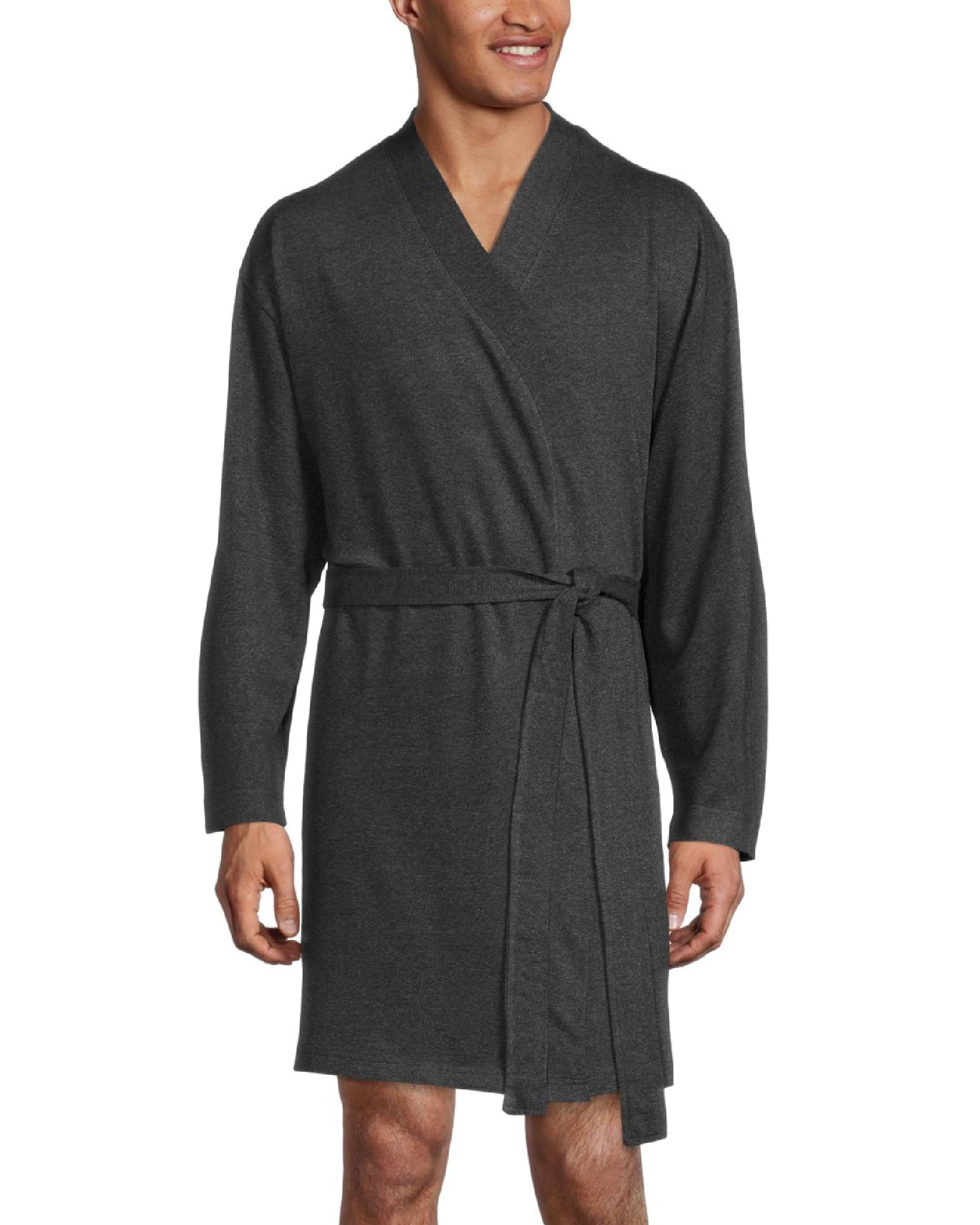 Lucky Brand Mens Bathrobes - Warm Cotton Blend Knit Long Sleeve Mens Robe with Shawl Collar Long House Robe for Men