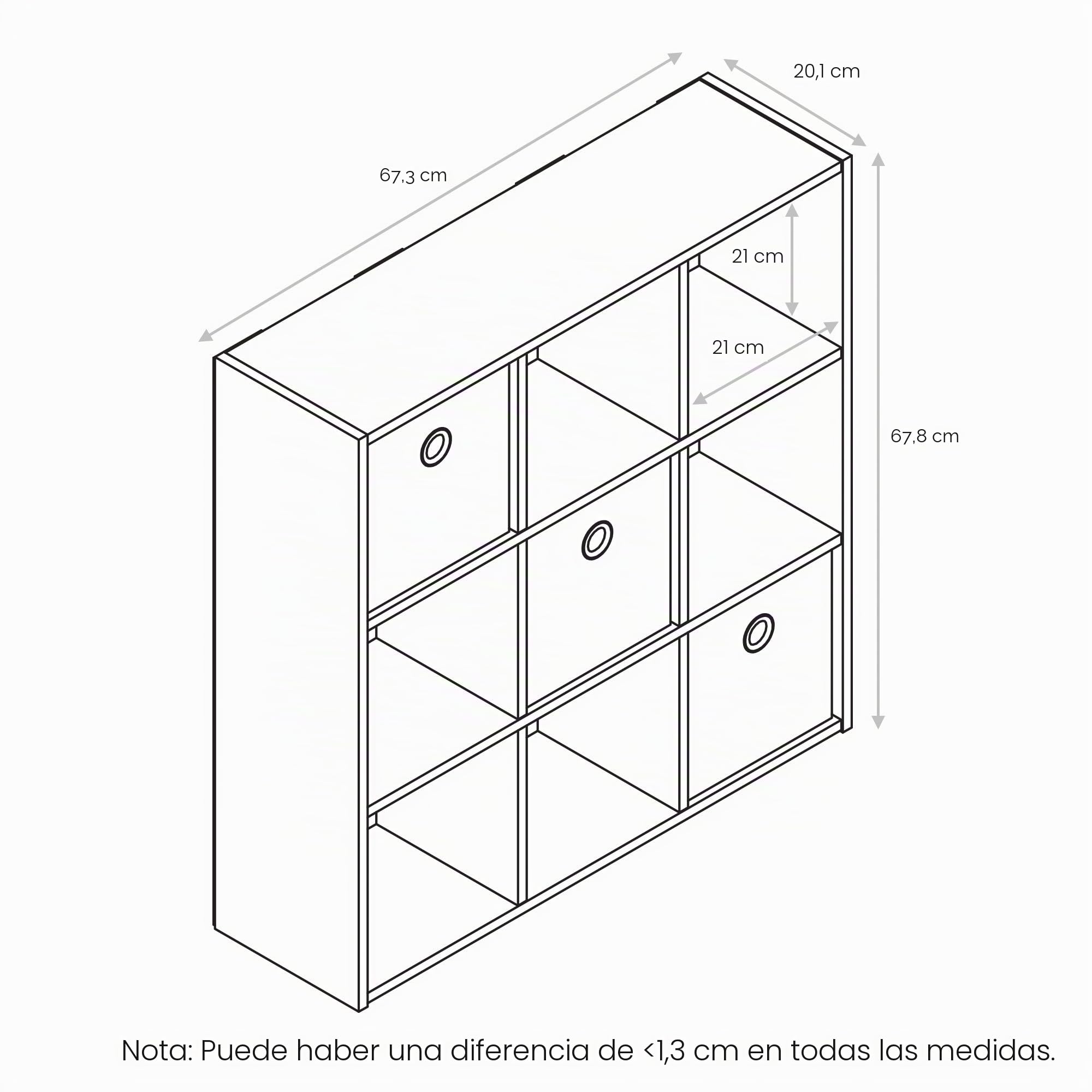 Furinno Simplistic Estantes de Almacenamiento, Madera, Gris/Negro, 9-Cube