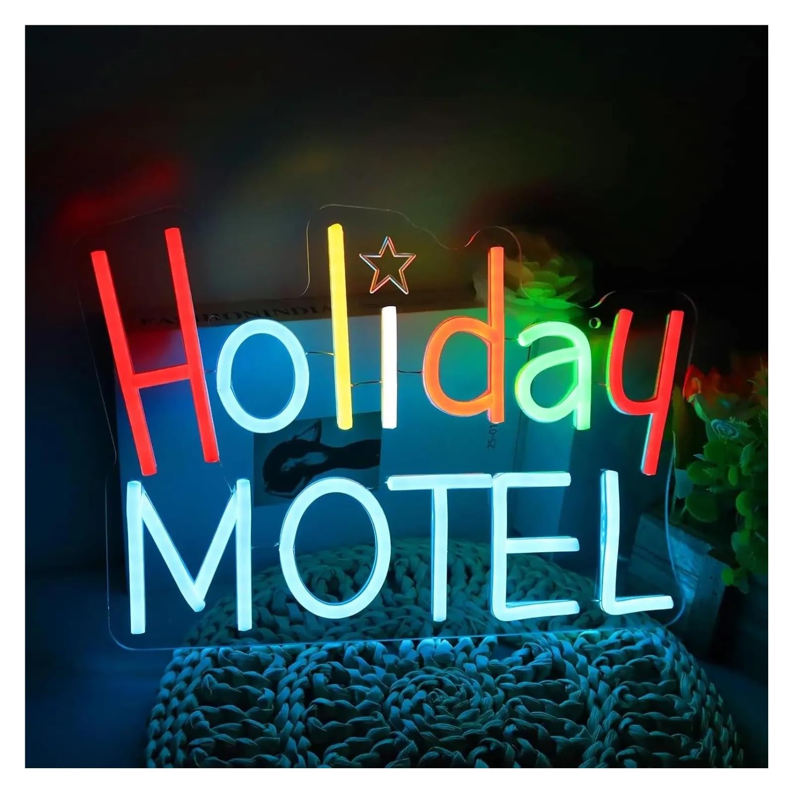 LEMST Sign Lamp Holiday Motel Neon Sign Light Dimmable USB Powered for Beer Pub Club Party Wall Decor Sign Illuminated Lamp 37cmx26cm