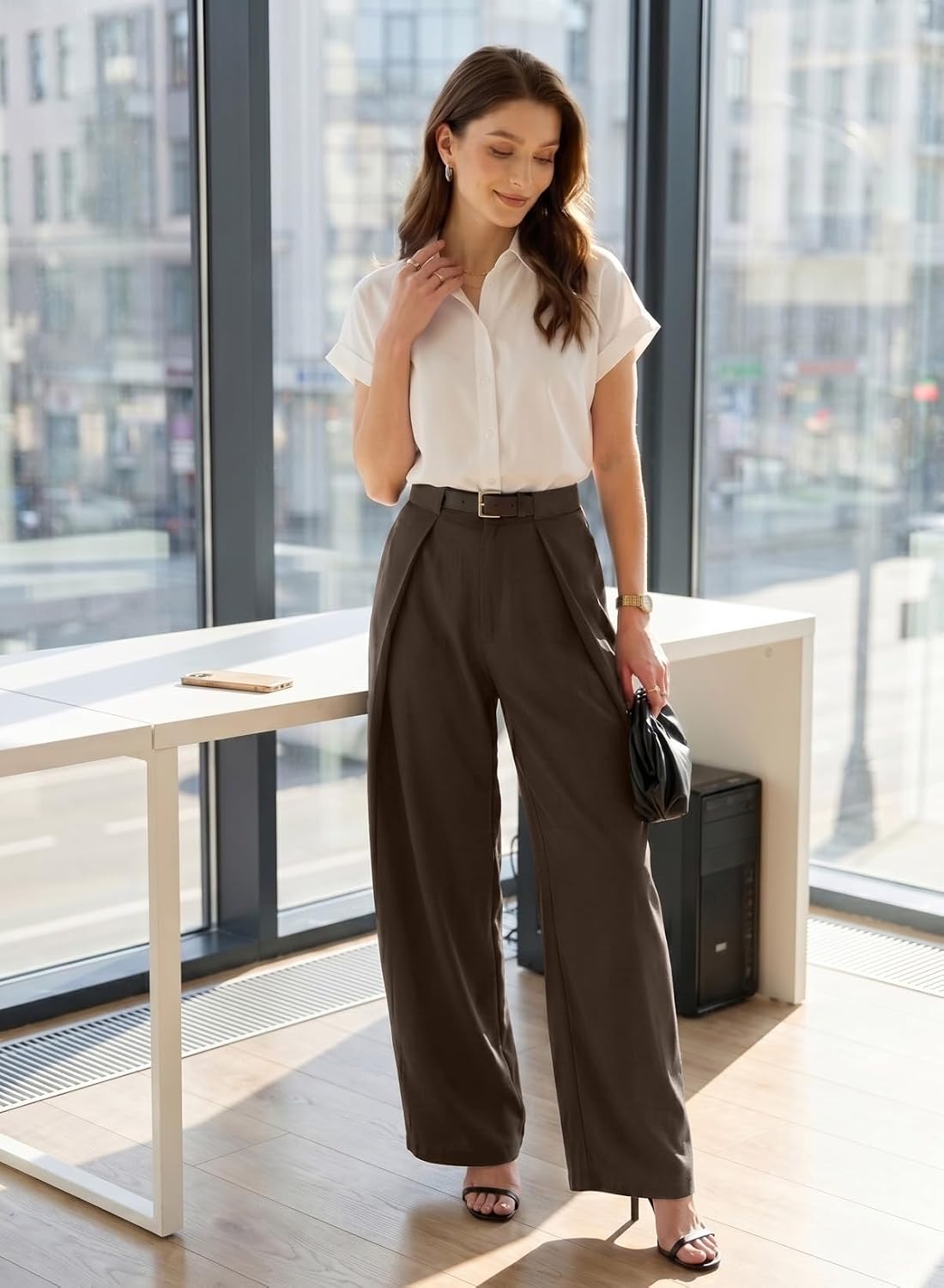 EVALESS Wide Leg Pants for Women Buseinss Casual Dress Pant