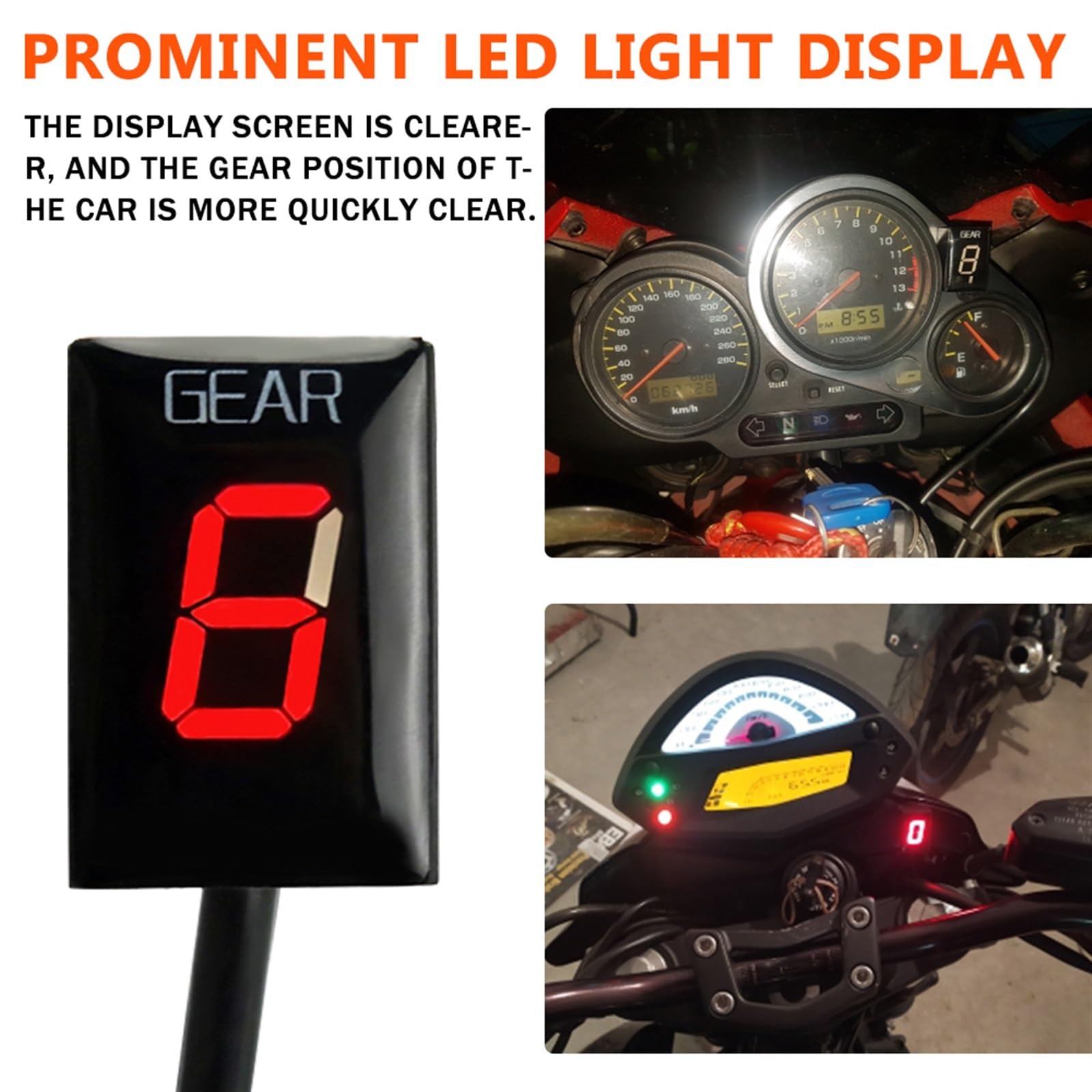 Ganganzeiger for, for YZF R6S 2006–2009, YZF-R6, YZFR6, YZF R6 2001–2013, 2014, 2015, 2016, Motorradzubehör, Ganganzeige-Anzeige(Red)